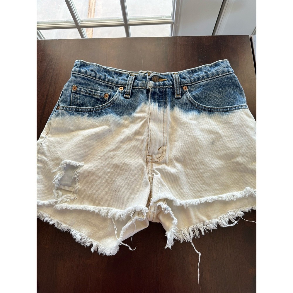 Levis Denim Jean 550 Cutoff Shorts Bleached Summer Festival High Rise Waist 32